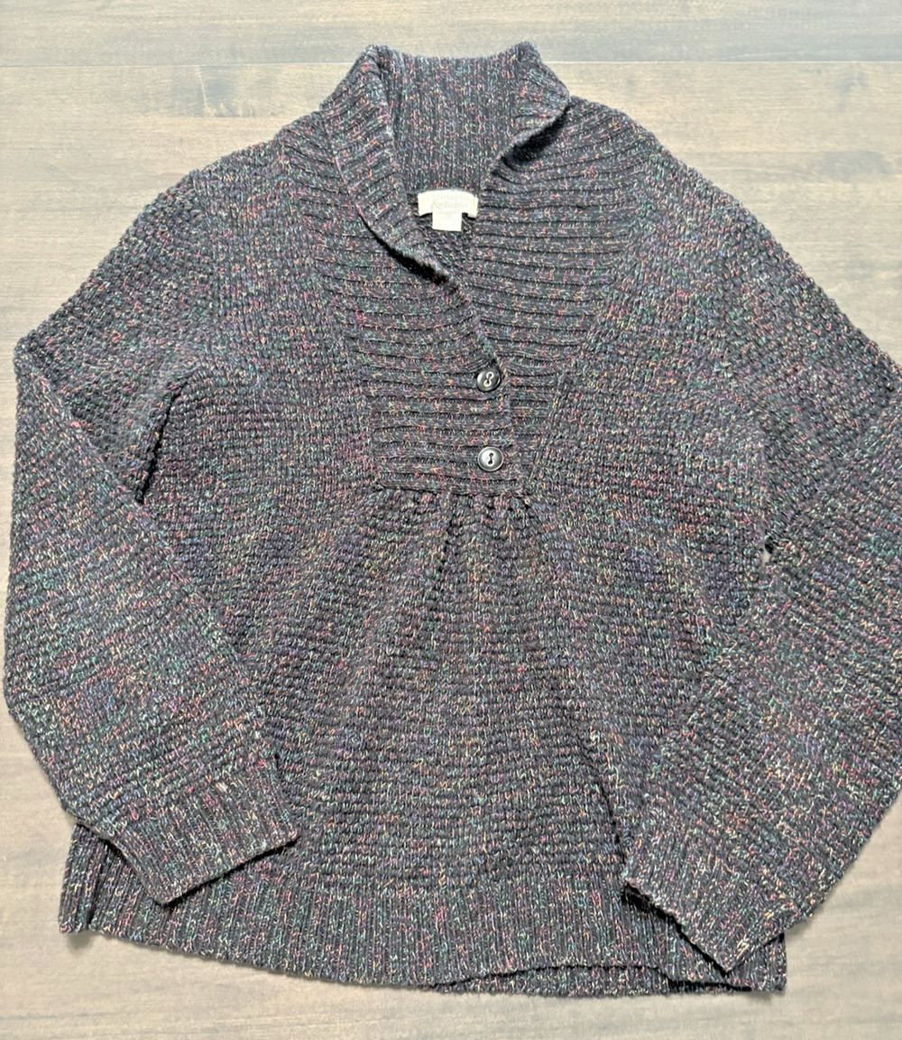Christopher & Banks Womens Sweater Size S Black/Multicolor Cowl Neck Buttons - Picture 1 of 7
